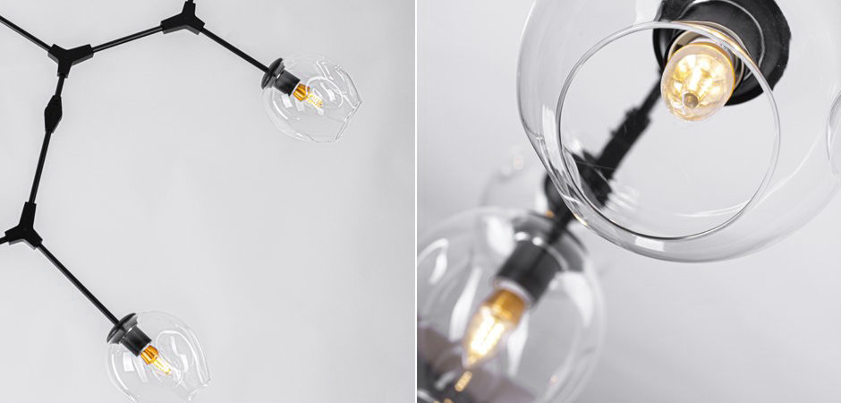 Люстра Сrumpled Glass Bubble Chandelier Black 6 плафонов