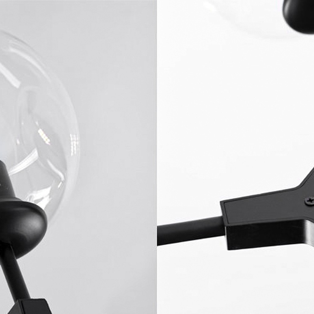 Люстра Сrumpled Glass Bubble Chandelier Black 8 плафонов