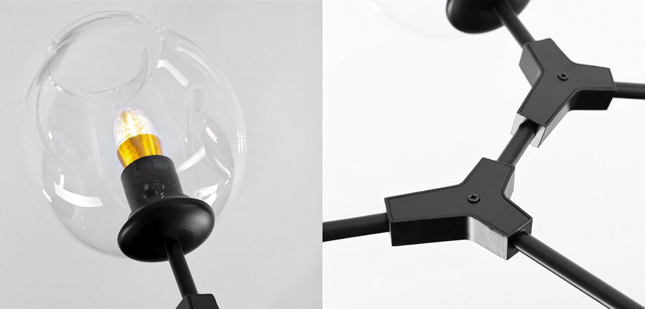 Люстра Сrumpled Glass Bubble Chandelier Black 8 плафонов