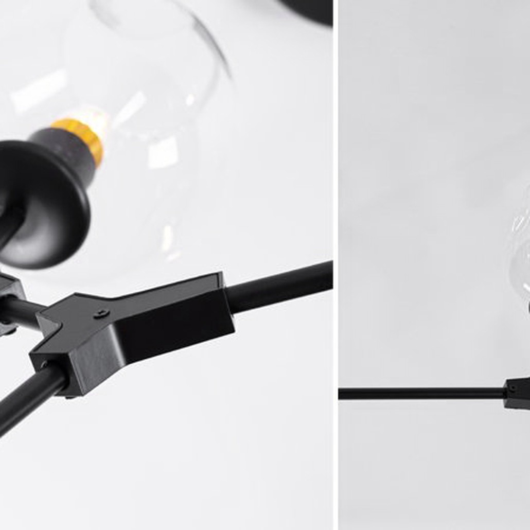 Люстра Сrumpled Glass Bubble Chandelier Black 8 плафонов