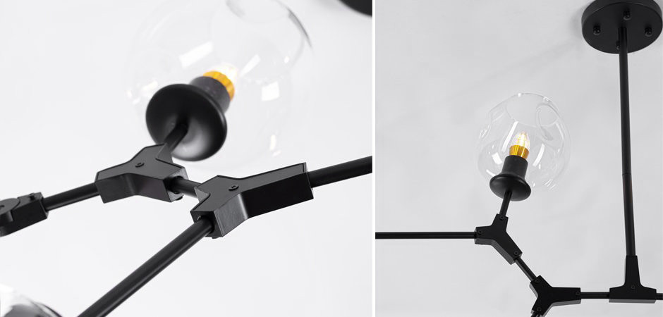 Люстра Сrumpled Glass Bubble Chandelier Black 8 плафонов