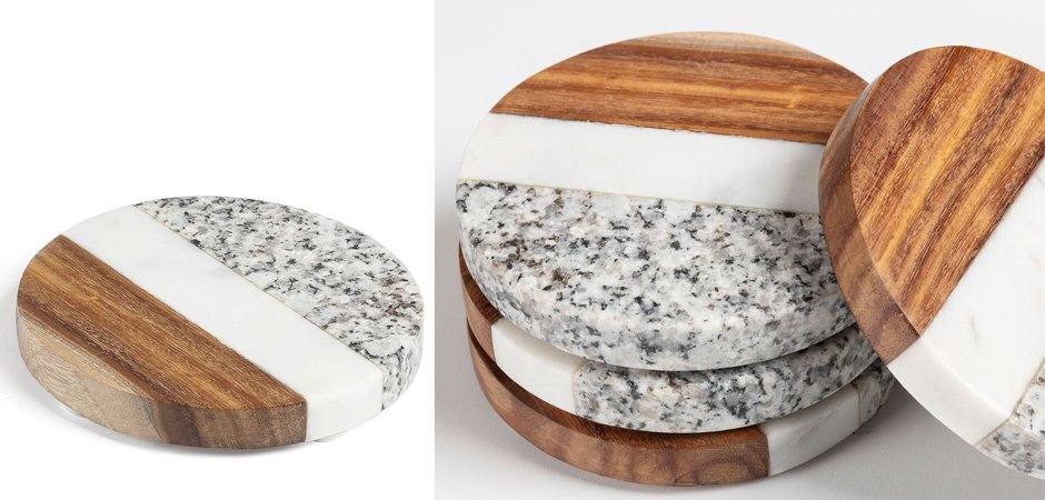 Комплект из 4 подставок под кружки Terrazzo & Wood