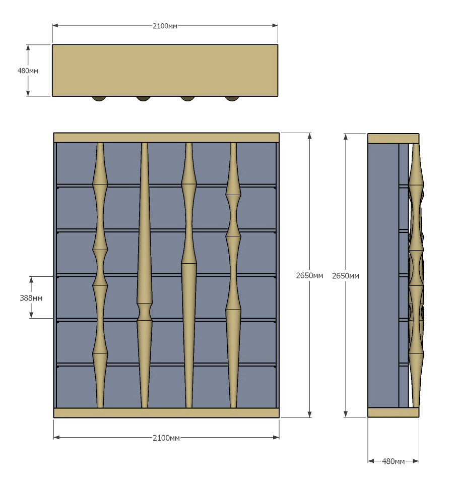 Стеллаж Oak Columns & Blue