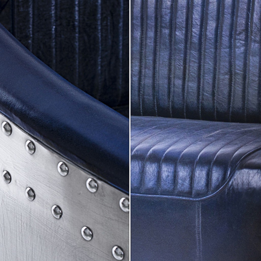 Диван Авиатор Sofa 2 seat синяя кожа