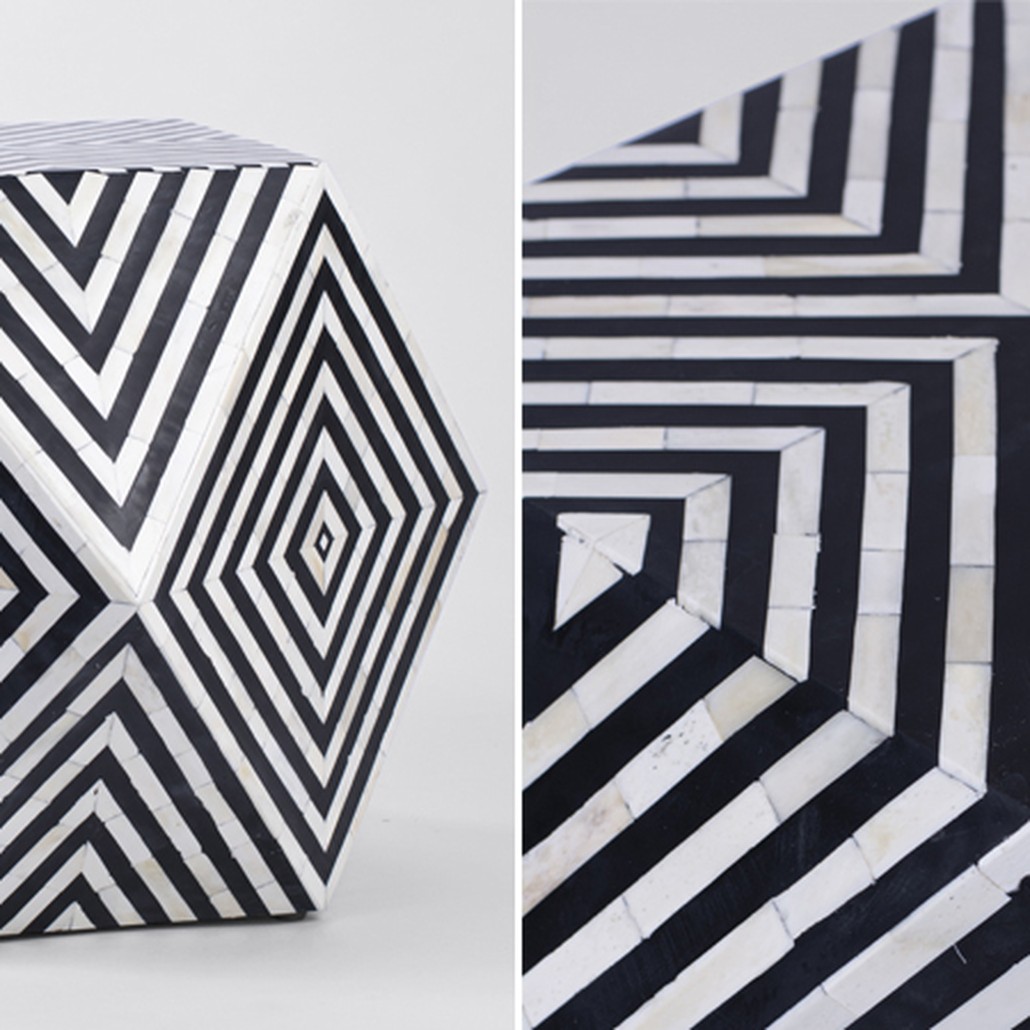 Табурет Geometric Cube Table Инкрустация кость
