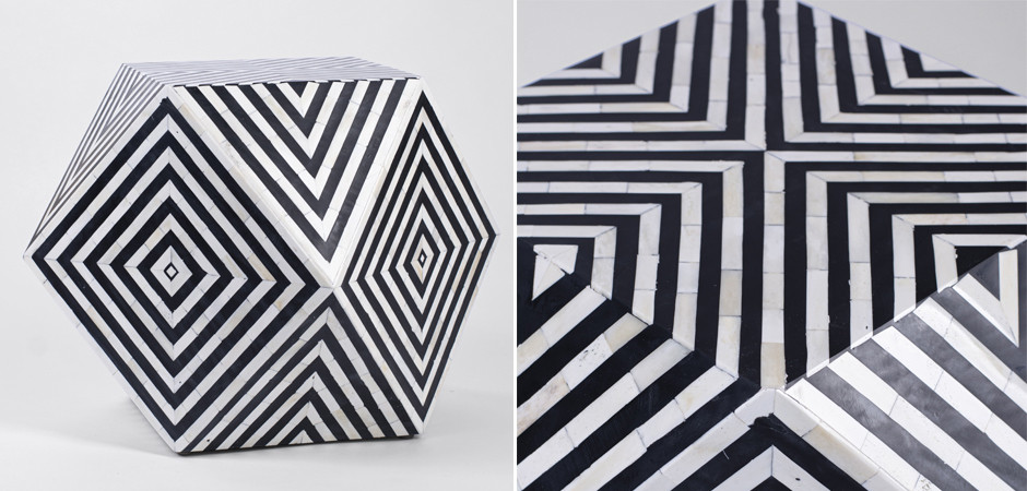 Табурет Geometric Cube Table Инкрустация кость