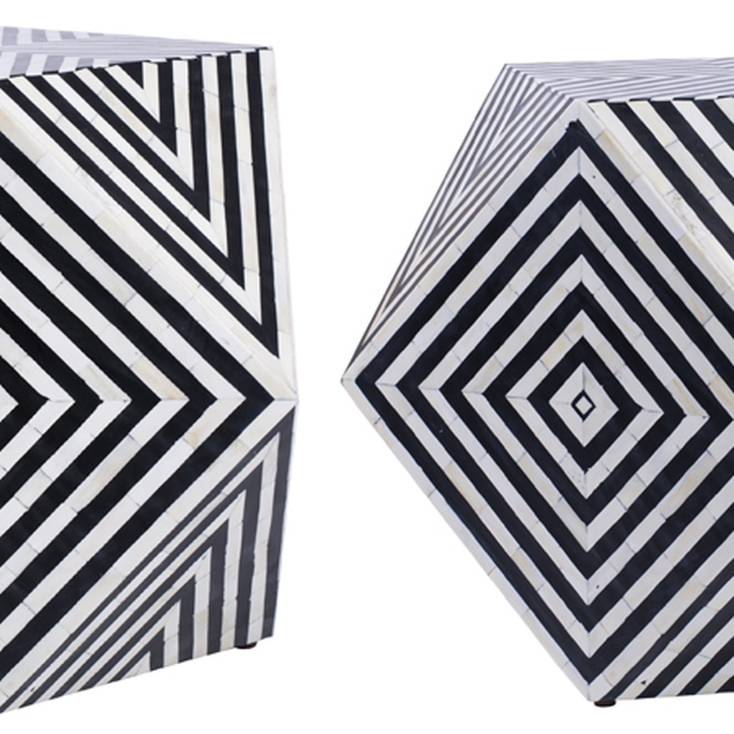Табурет Geometric Cube Table Инкрустация кость