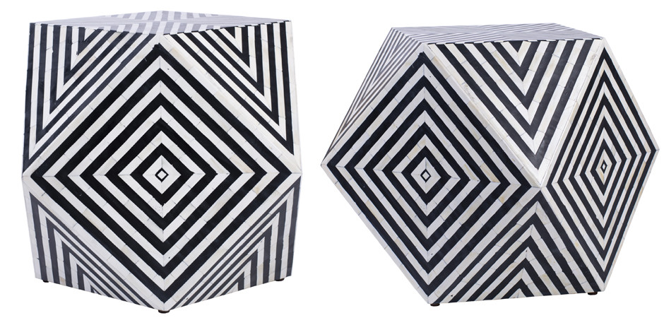 Табурет Geometric Cube Table Инкрустация кость