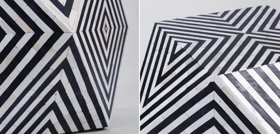 Табурет Geometric Cube Table Инкрустация кость