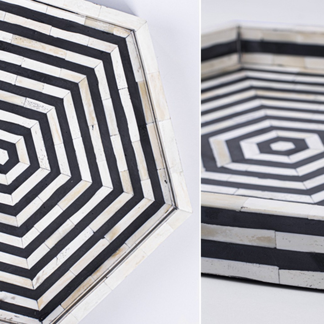 Поднос Geometric Инкрустация кость