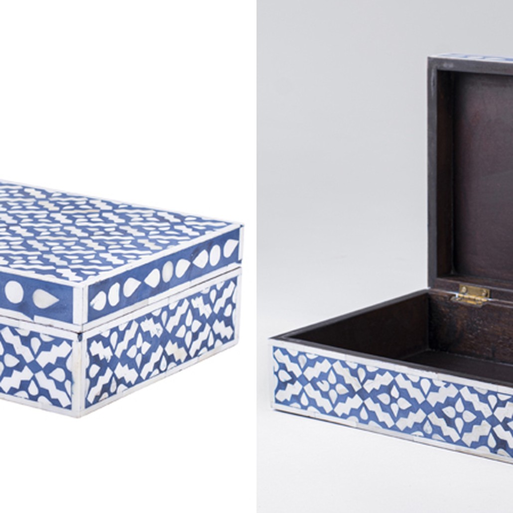 Шкатулка инкрустация костью Pattern Inlay Box Indigo