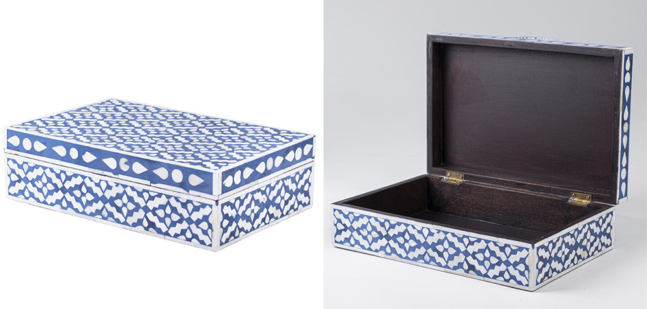 Шкатулка инкрустация костью Pattern Inlay Box Indigo
