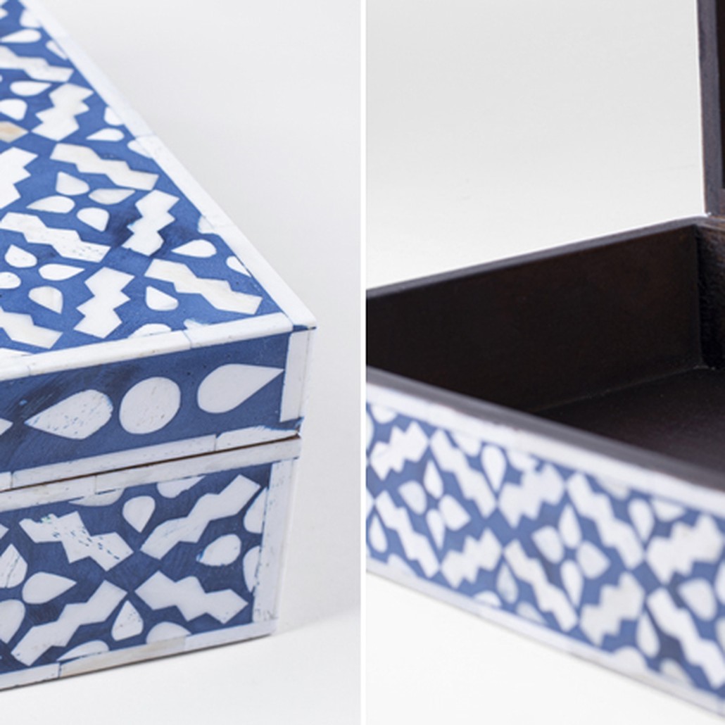 Шкатулка инкрустация костью Pattern Inlay Box Indigo