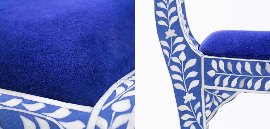 Стул инкрустация костью Bone Inlay Chairs синий