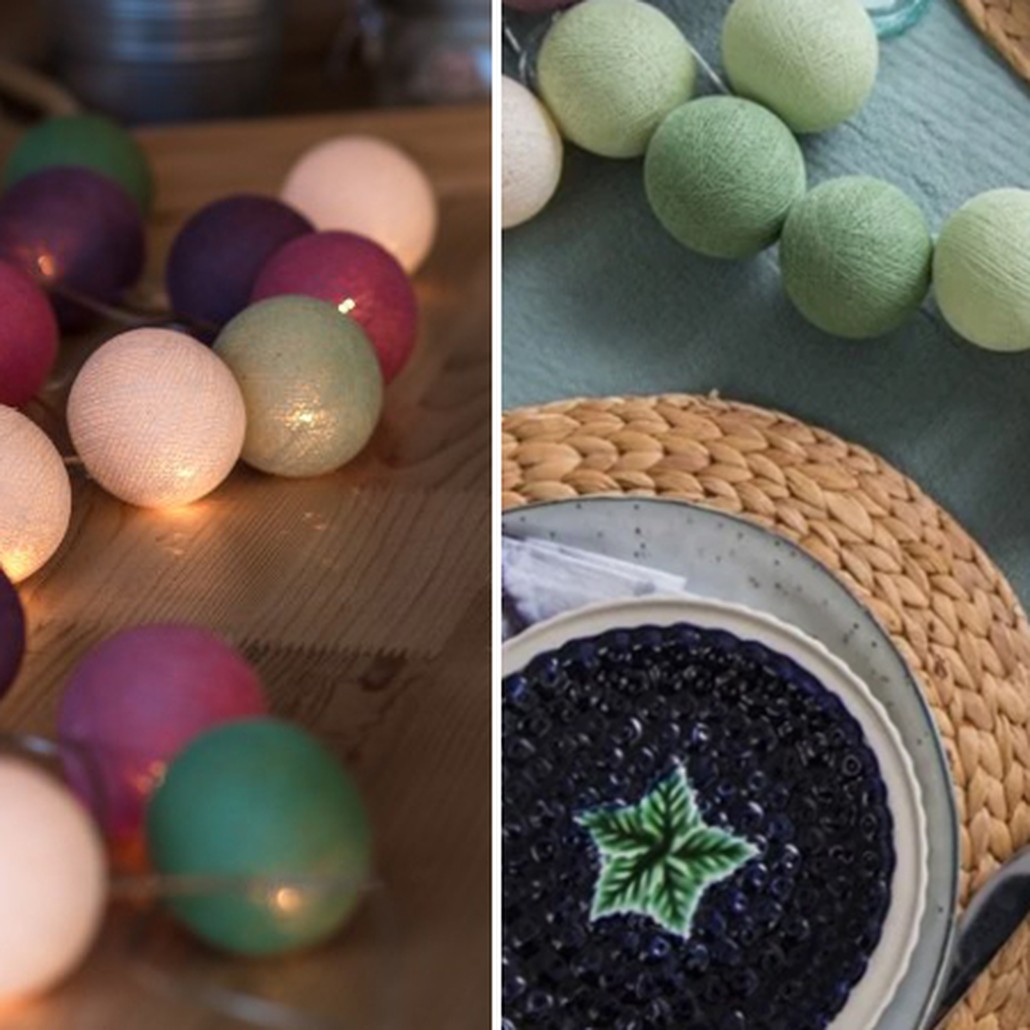 Гирлянда хлопковые фонарики Сotton Ball Forest Fruit