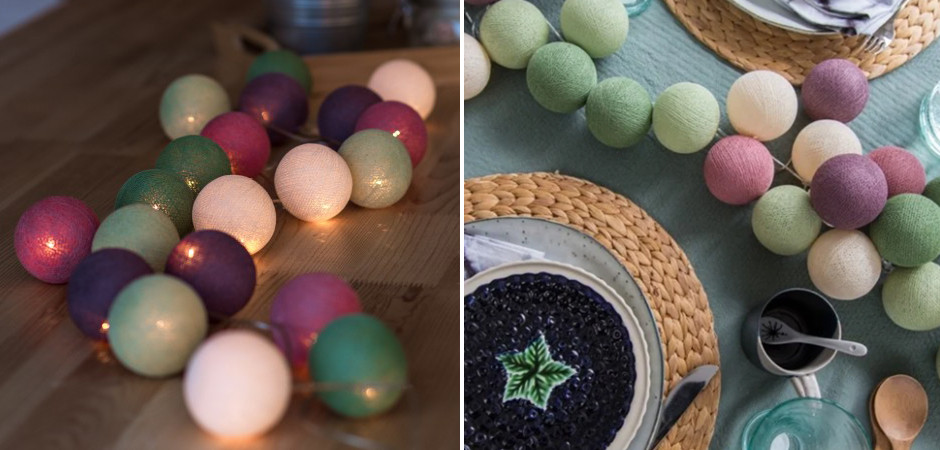 Гирлянда хлопковые фонарики Сotton Ball Forest Fruit