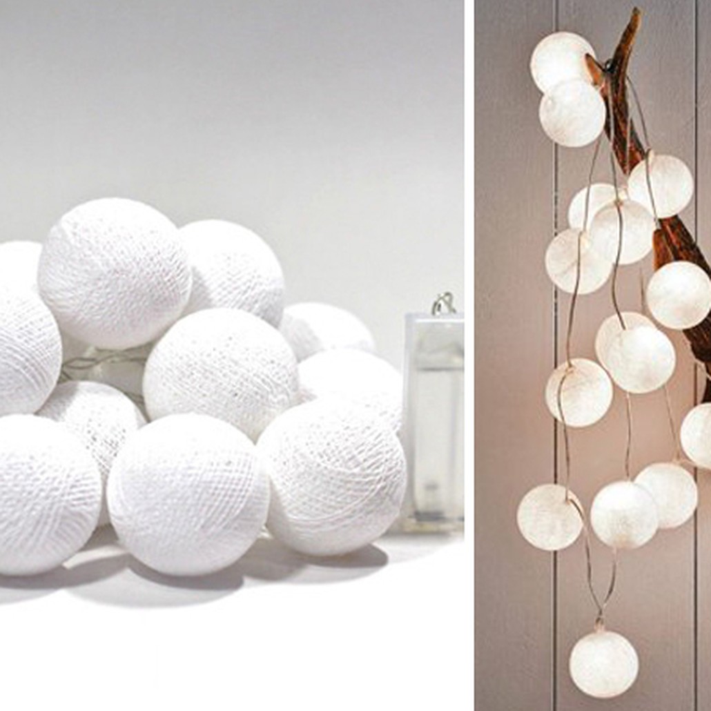 Гирлянда хлопковые фонарики Сotton Ball White