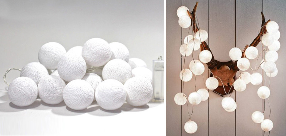 Гирлянда хлопковые фонарики Сotton Ball White