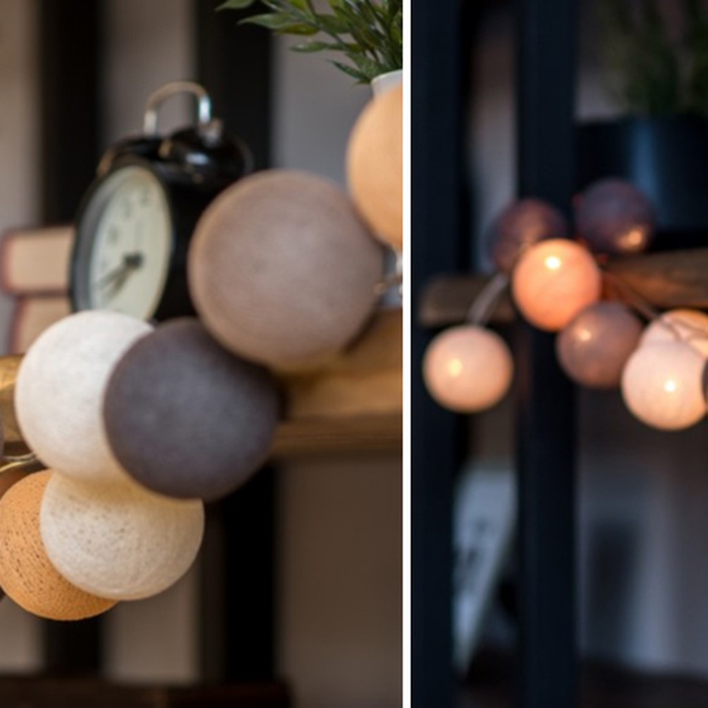 Гирлянда хлопковые фонарики Сotton Ball Clay