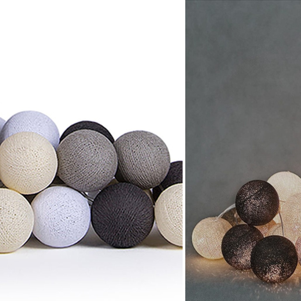 Гирлянда хлопковые фонарики Сotton Ball Taupe