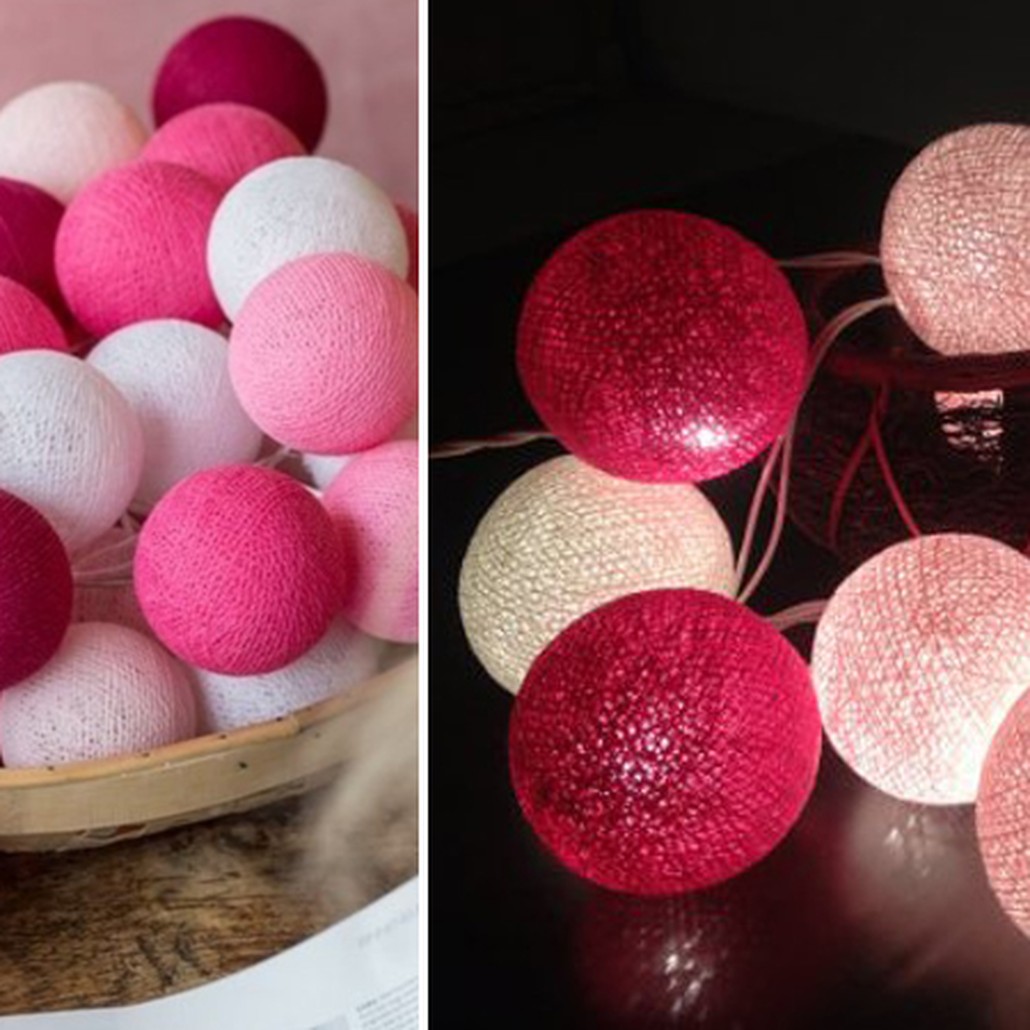 Гирлянда хлопковые фонарики Сotton Ball Pink