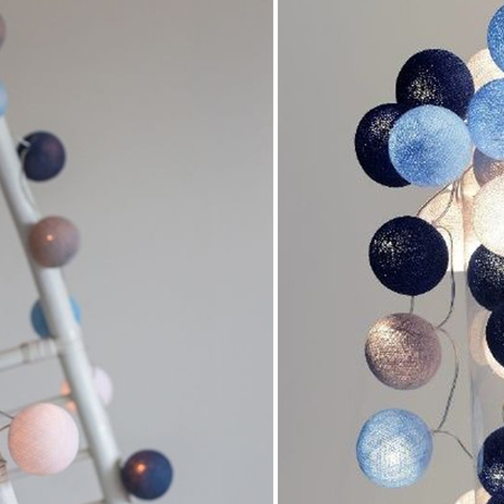 Гирлянда хлопковые фонарики Сotton Ball Sailor Blue