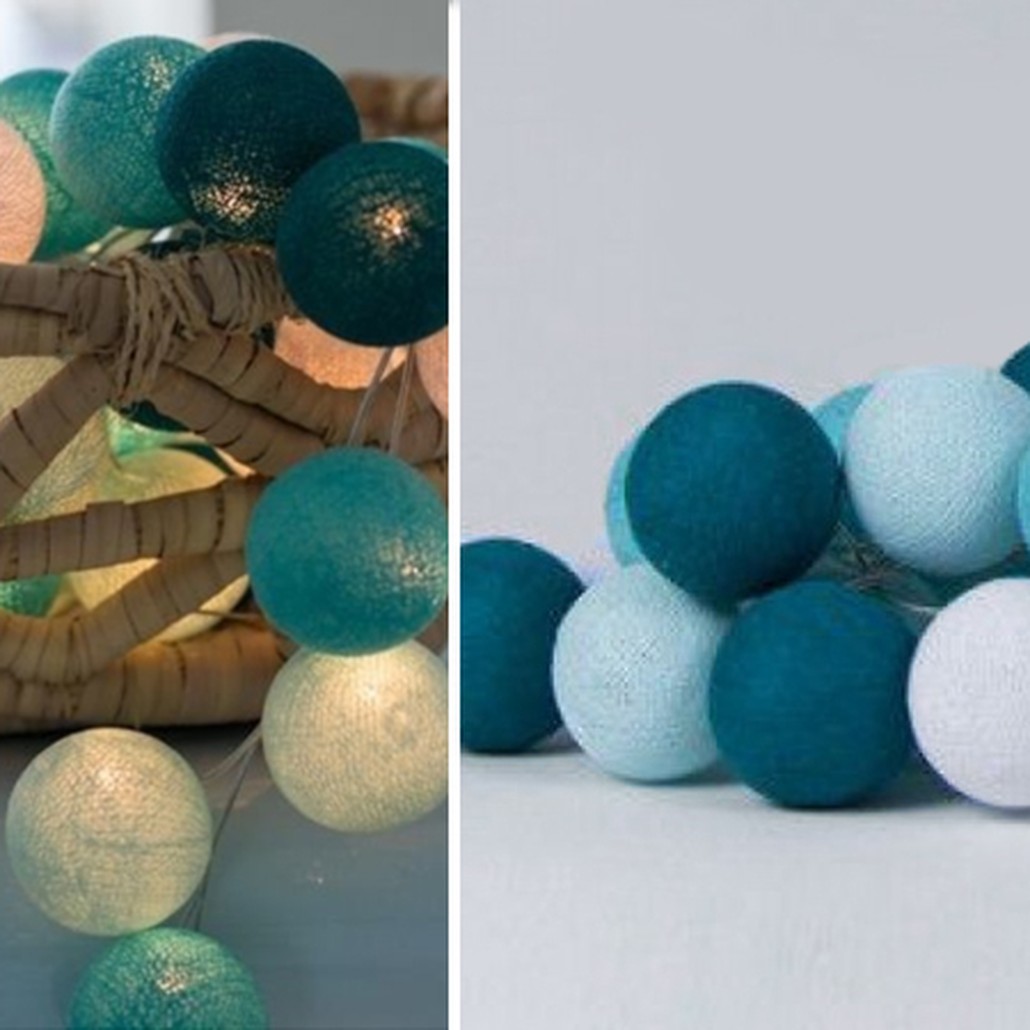 Гирлянда хлопковые фонарики Сotton Ball Aqua