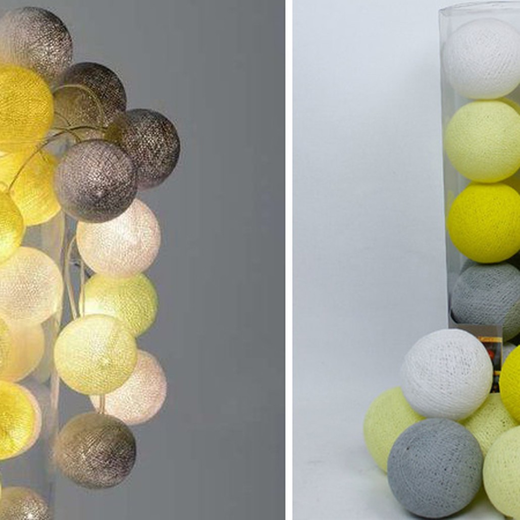 Гирлянда хлопковые фонарики Сotton Ball Yellow