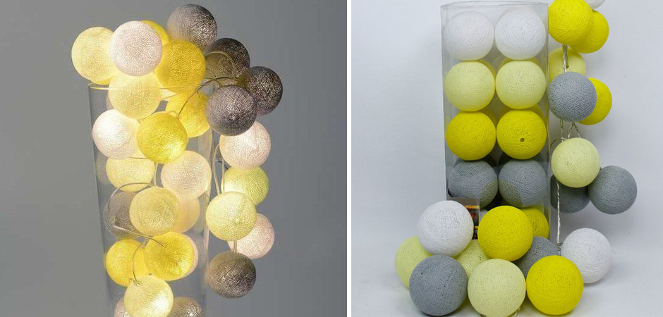 Гирлянда хлопковые фонарики Сotton Ball Yellow