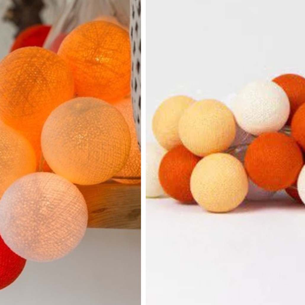 Гирлянда хлопковые фонарики Сotton Ball Orange