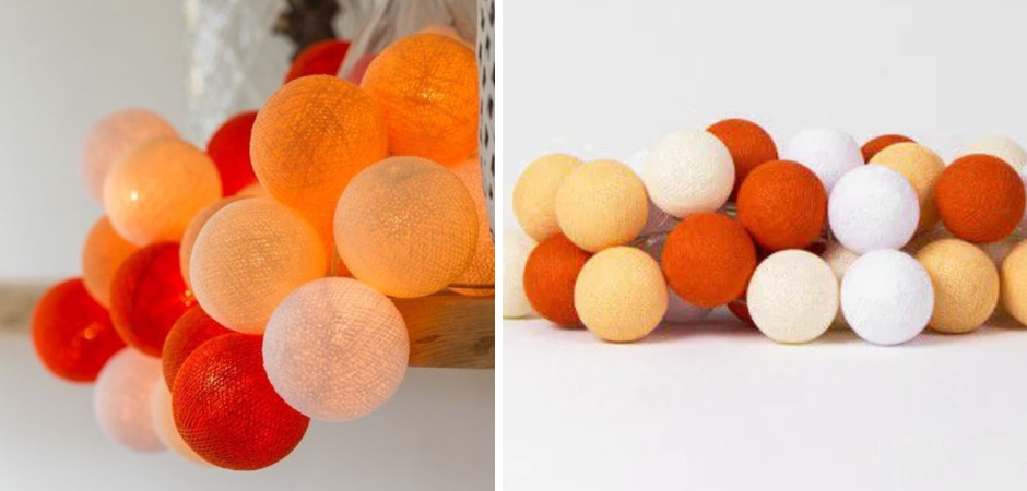 Гирлянда хлопковые фонарики Сotton Ball Orange