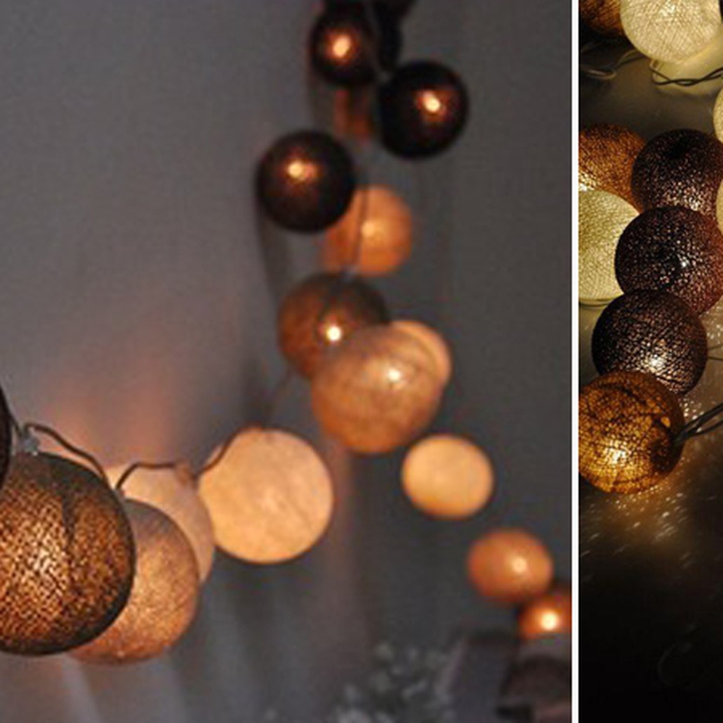 Гирлянда хлопковые фонарики Сotton Ball Brown
