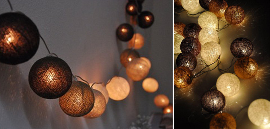 Гирлянда хлопковые фонарики Сotton Ball Brown
