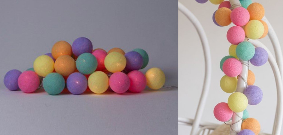Гирлянда хлопковые фонарики Сotton Ball Ice Cream