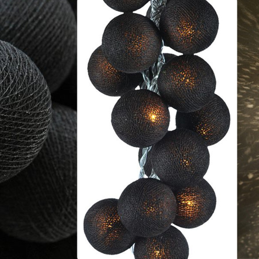 Гирлянда хлопковые фонарики Сotton Ball Ice Black