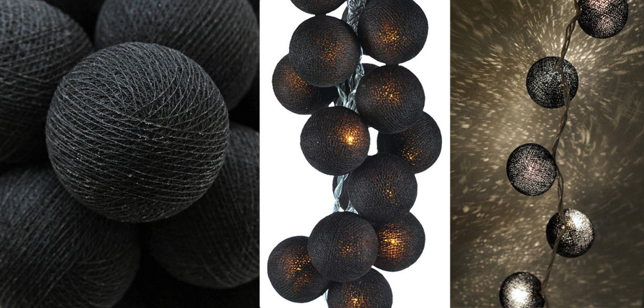 Гирлянда хлопковые фонарики Сotton Ball Ice Black