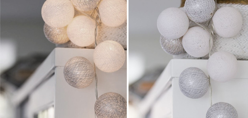 Гирлянда хлопковые фонарики Сotton Ball White-Silver