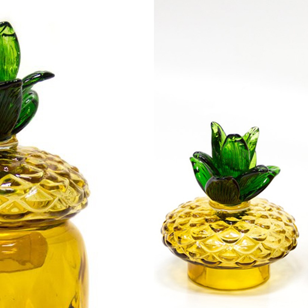 Ваза с крышкой Pineapple Transparent Amber L