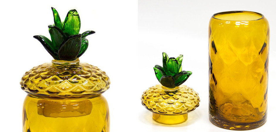 Ваза с крышкой Pineapple Transparent Amber L