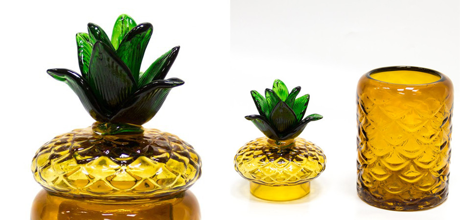 Ваза с крышкой Pineapple Transparent Amber M