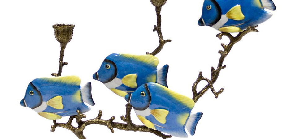 Подсвечник Синие рифовые рыбки