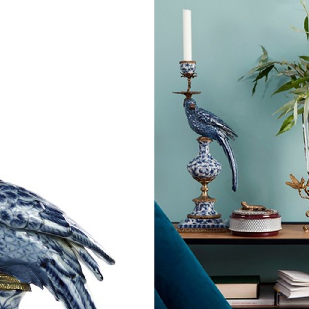 Подсвечник Blue and White Parrot