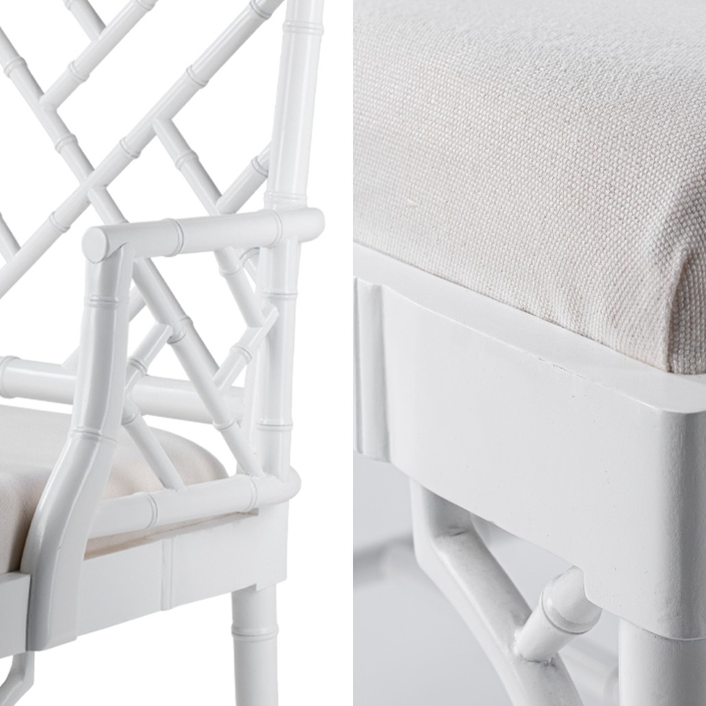 White Chippendale Arm Chair