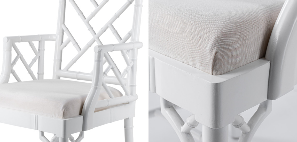 White Chippendale Arm Chair