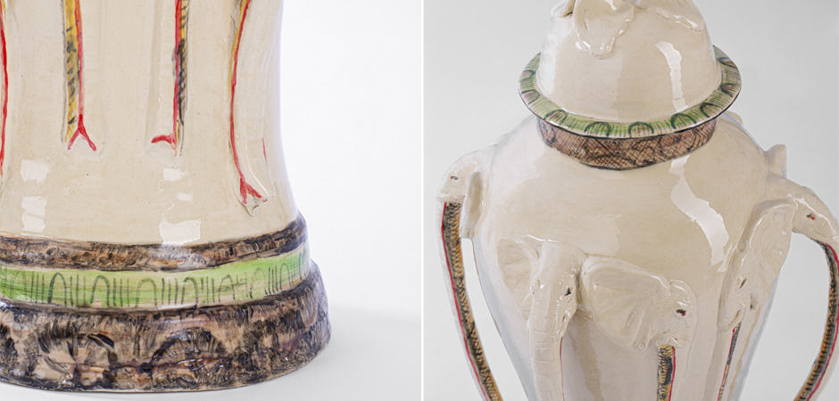 Большая Ваза Safari Elephant Urn Ardmore style