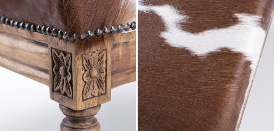 Пуф коричневая натуральная шкура Louie Cowhide Ottoman