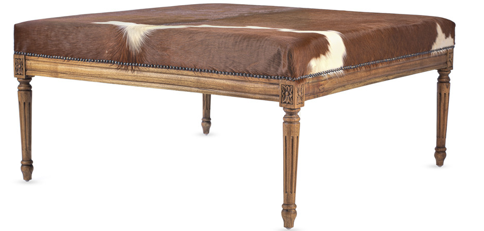 Пуф коричневая натуральная шкура Louie Cowhide Ottoman