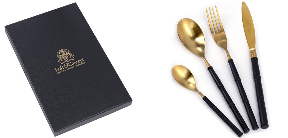 Столовые приборы Bamboo Gold and Black