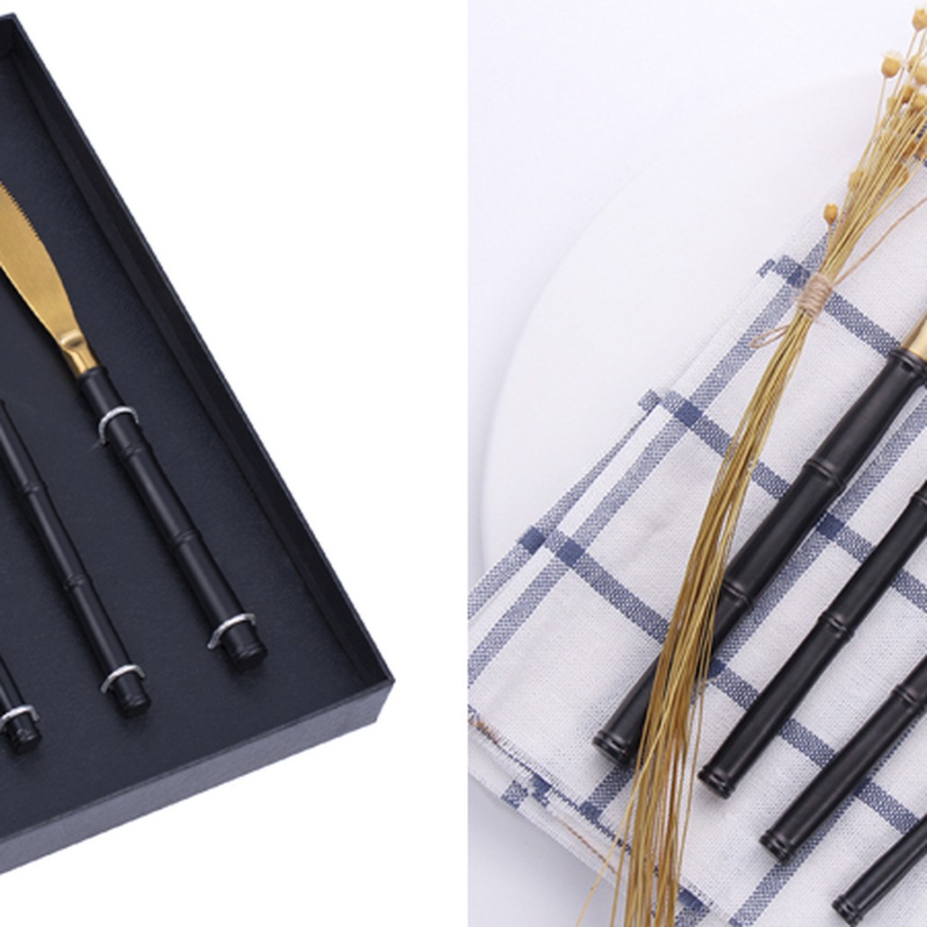 Столовые приборы Bamboo Gold and Black