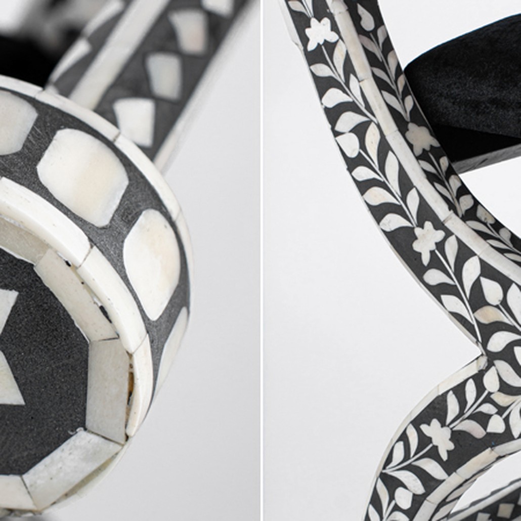Табурет отделка кость черный BONE INLAY Jenny Stool